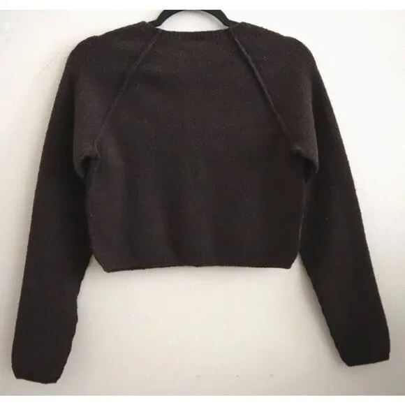 Free People OB2127408 Women's Sz XS Chocolate Brown Sydney Shrunken Cardigan - Picture 2 of 8